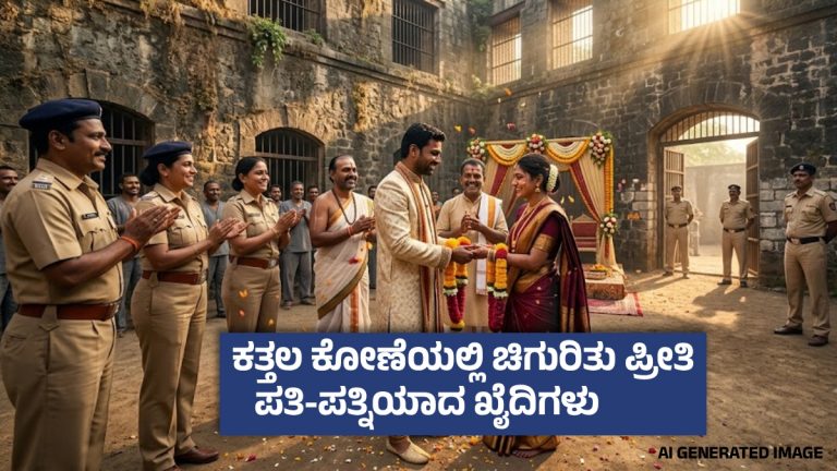 ಕೈಕೋಳ ಕಳಚಿ ಸಪ್ತಪದಿ ತುಳಿದ ಜೀವಾವಧಿ ಖೈದಿಗಳು : ಖಾಕಿ ಪಡೆಯ ಸಮ್ಮುಖದಲ್ಲೇ ಜೈಲಿನಲ್ಲಿ ನೆರವೇರಿತು ಅಪರೂಪದ ಮದುವೆ
